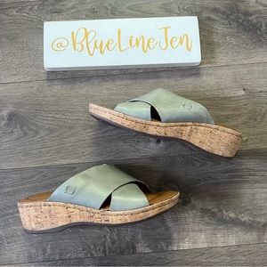 Born Lola Leather Wedge Platform Sandals NWOT